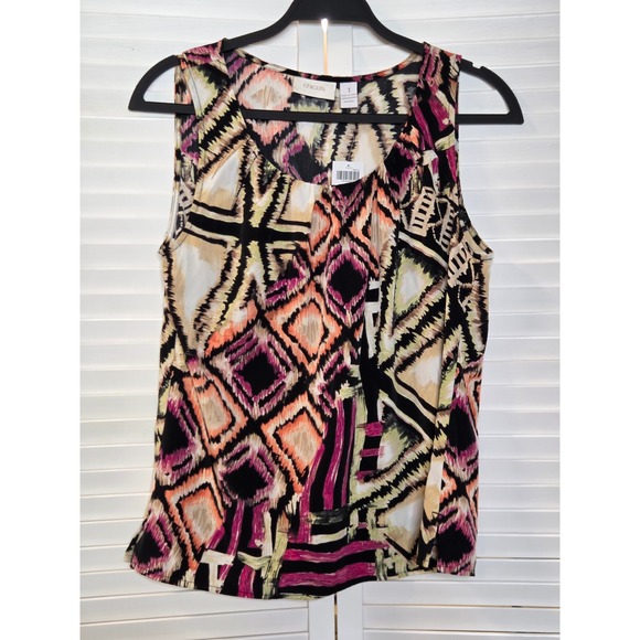 Chico's Tops - Chico's Diametric Diamonds Gloria SL Tank 1 M Fatigue Orange Purple Geometric